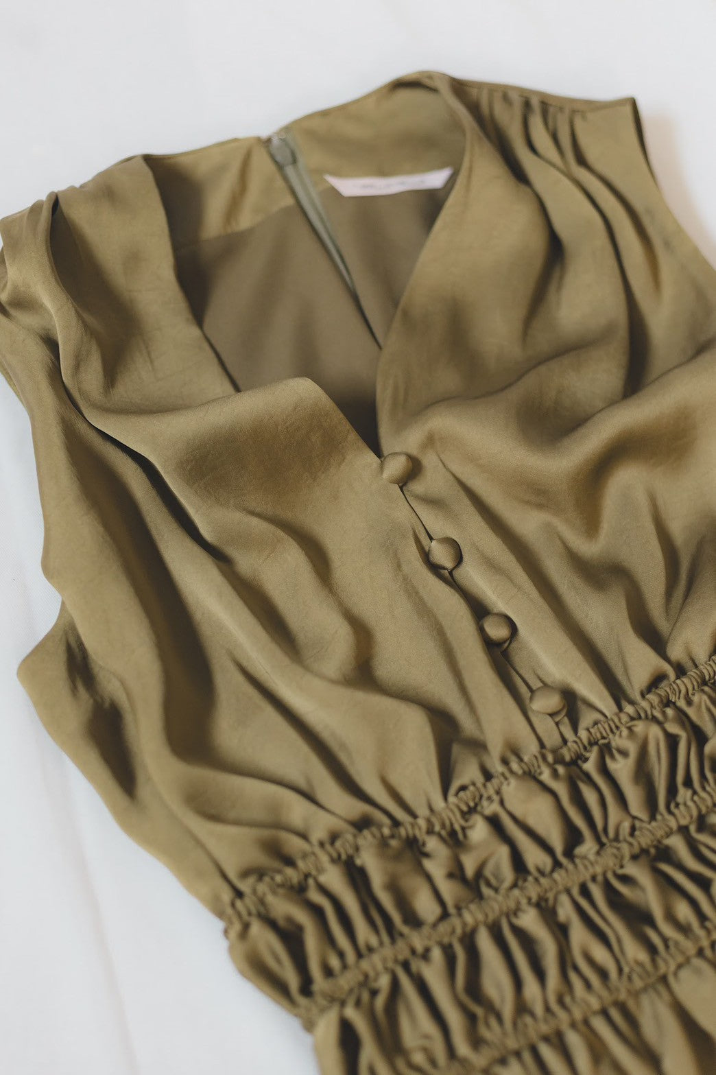 Shearling satin flare dress【Wakaba】