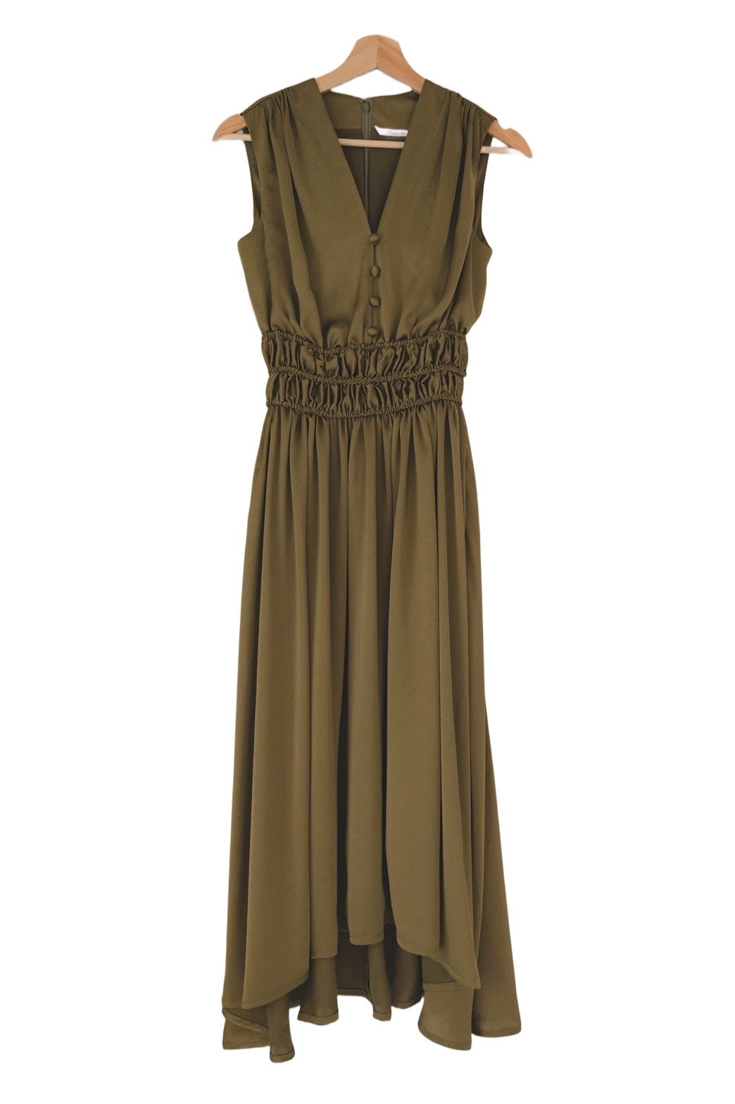 Shearling satin flare dress【Wakaba】