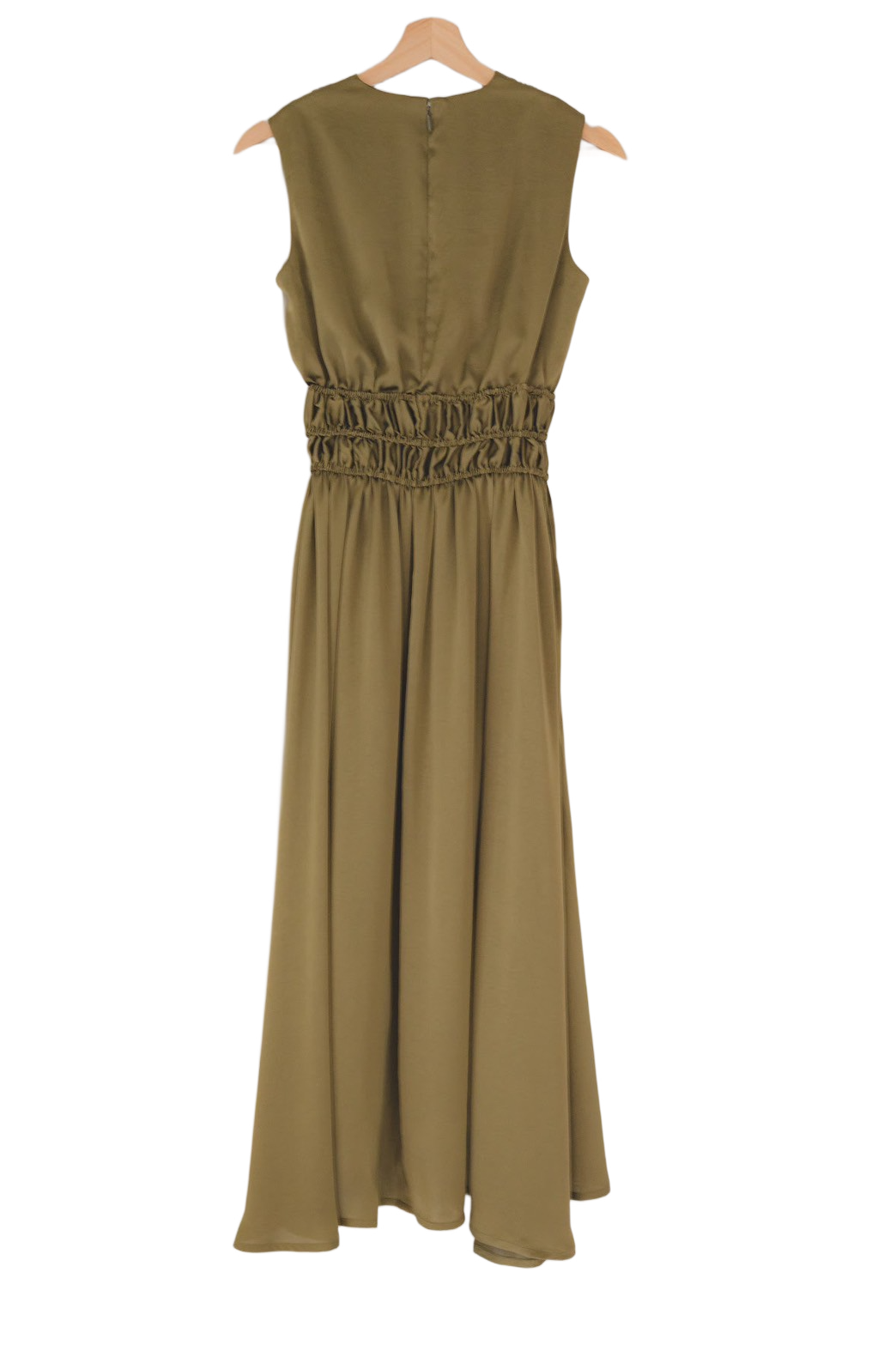 Shearling satin flare dress【Wakaba】